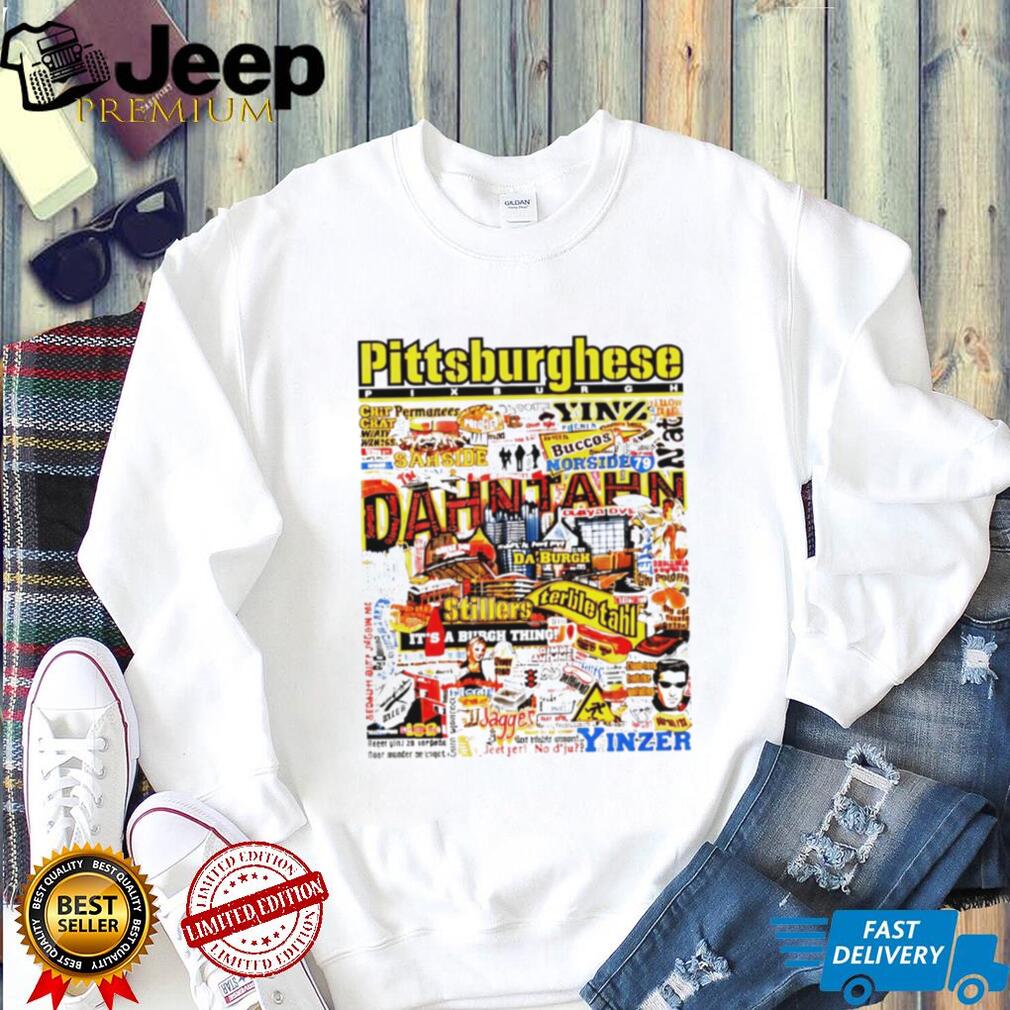Pittsburghese Yinzer Slang Typography Collage T Shirt