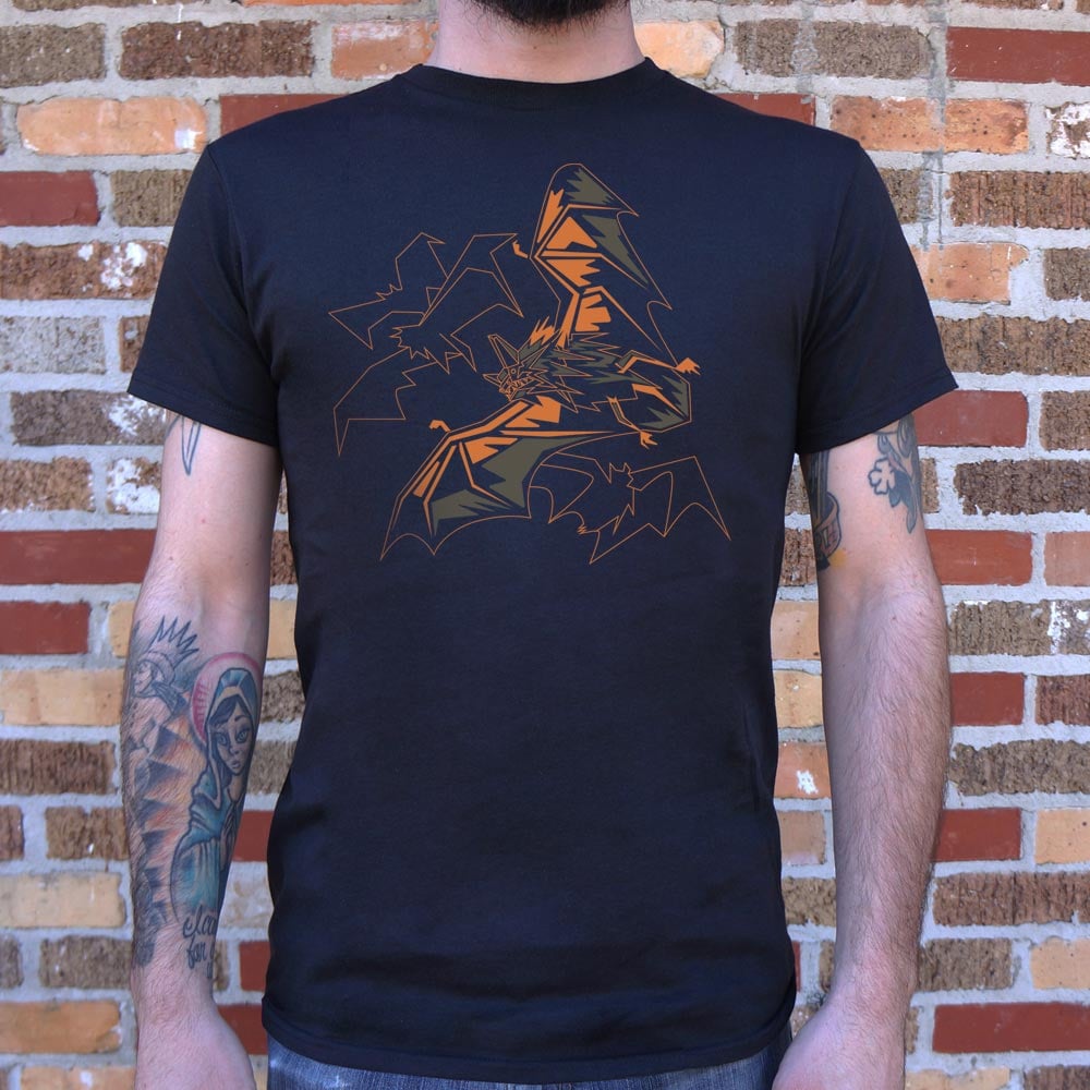 Polygon Bats Flying in Geometric Halloween Design
