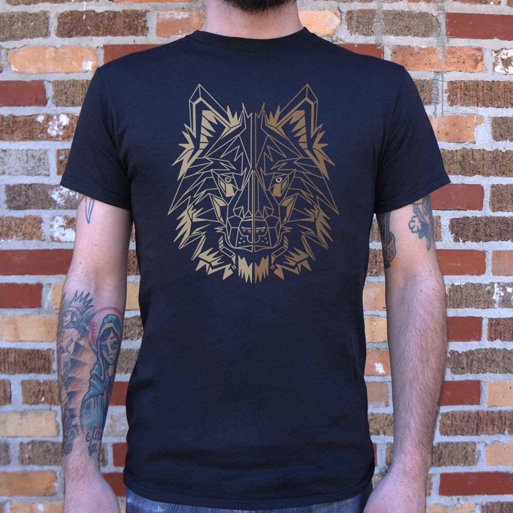 Polygon Wolf Geometric Gold Wolf Head Design