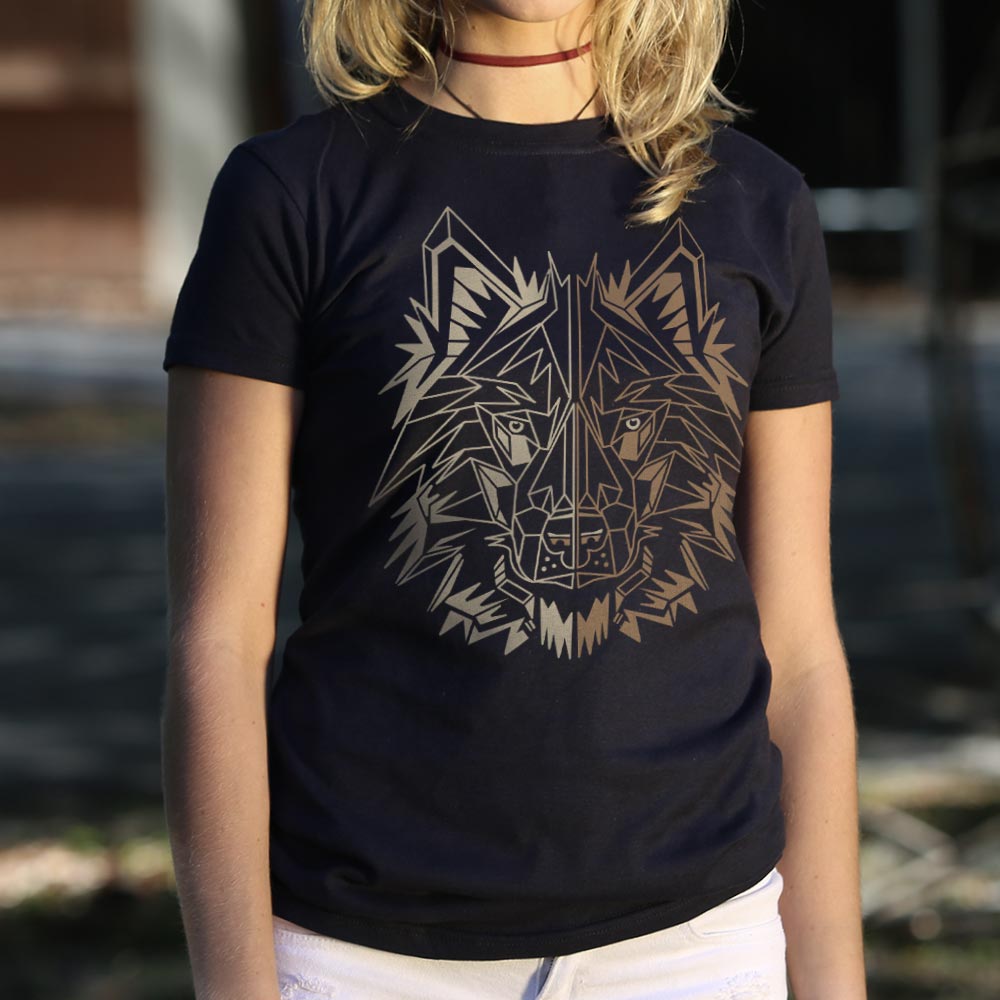 Polygon Wolf Geometric Gold Wolf Head Design