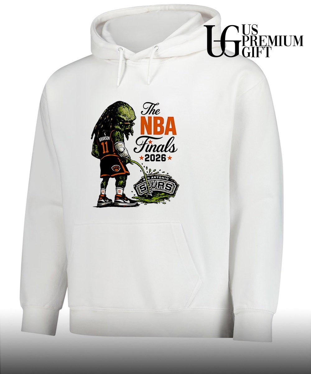 Predator Jalen Brunson peeing on San Antonio Spurs Finals 2026 cartoon shirt
