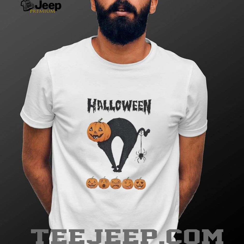 Pumpkin Cat And Spider Halloween Five Carved Jack O’ Lanterns shirt
