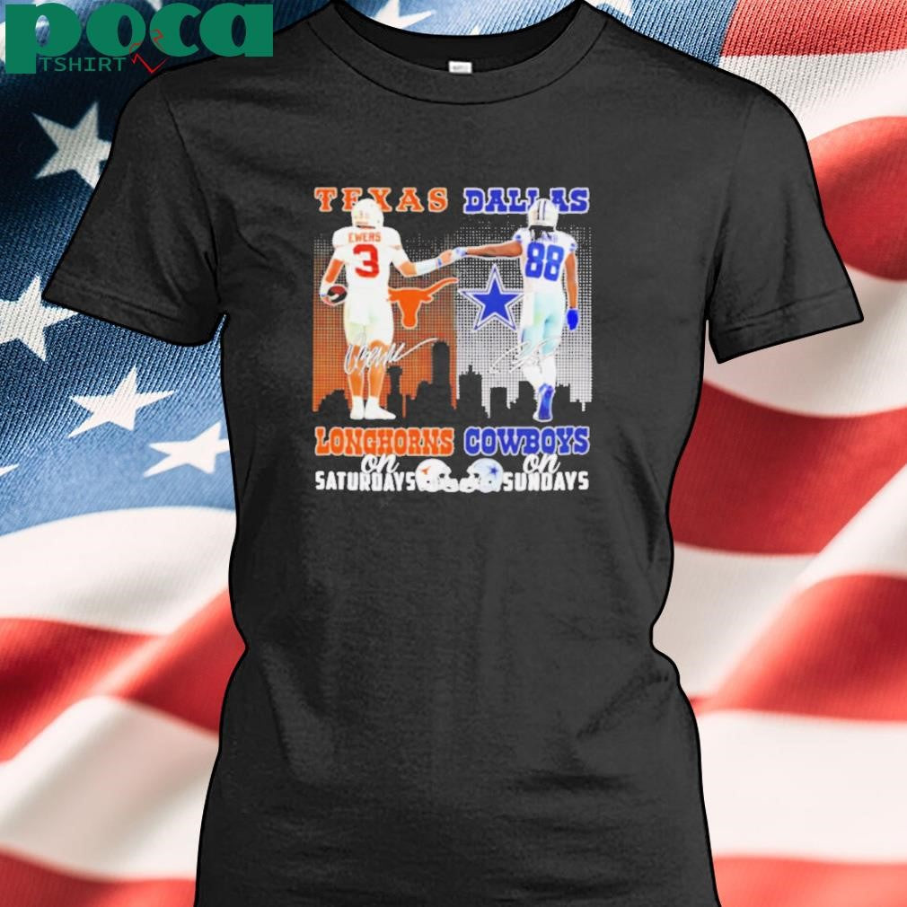 Quinn Ewers and CeeDee Lamb Texas Longhorns Saturdays Dallas Cowboys Sundays 2D T shirt