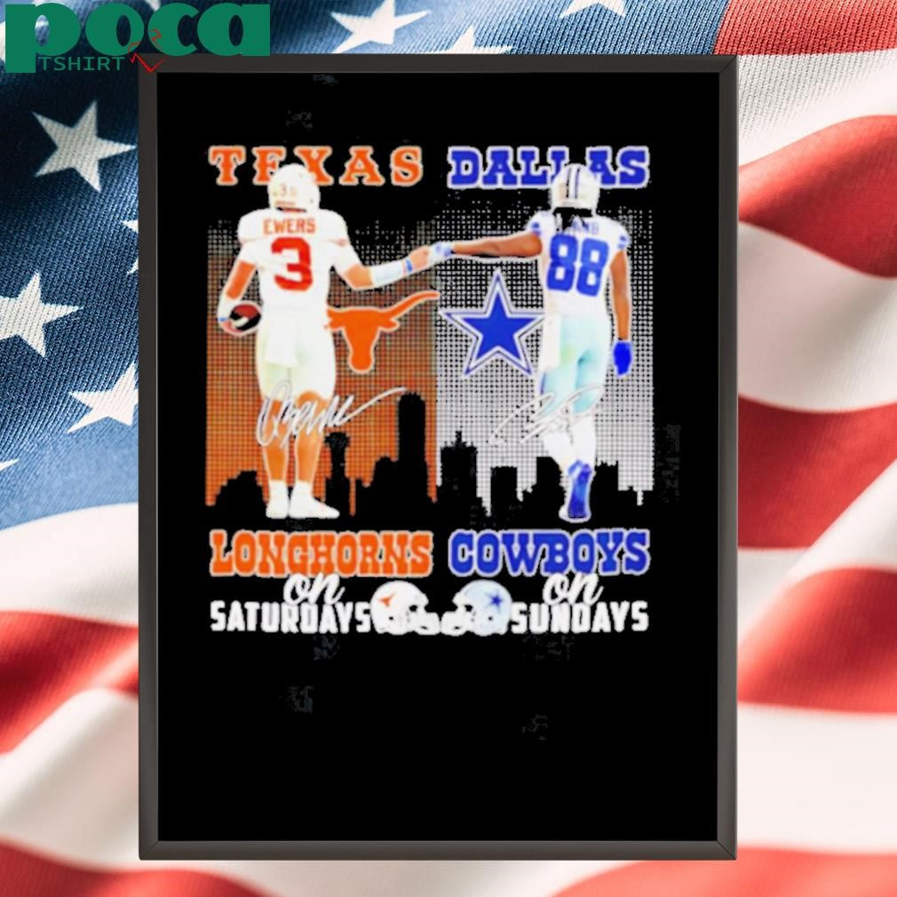 Quinn Ewers and CeeDee Lamb Texas Longhorns Saturdays Dallas Cowboys Sundays 2D T shirt