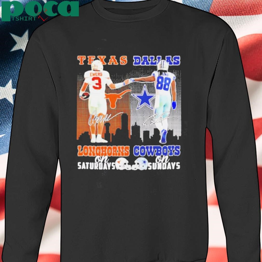 Quinn Ewers and CeeDee Lamb Texas Longhorns Saturdays Dallas Cowboys Sundays 2D T shirt