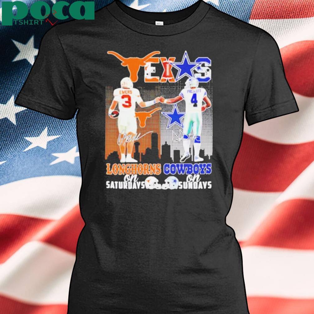 Quinn Ewers and Dak Prescott Longhorns Saturdays Cowboys Sundays shirt