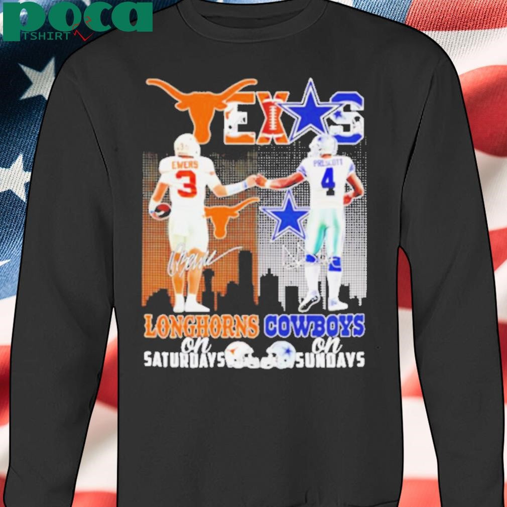 Quinn Ewers and Dak Prescott Longhorns Saturdays Cowboys Sundays shirt