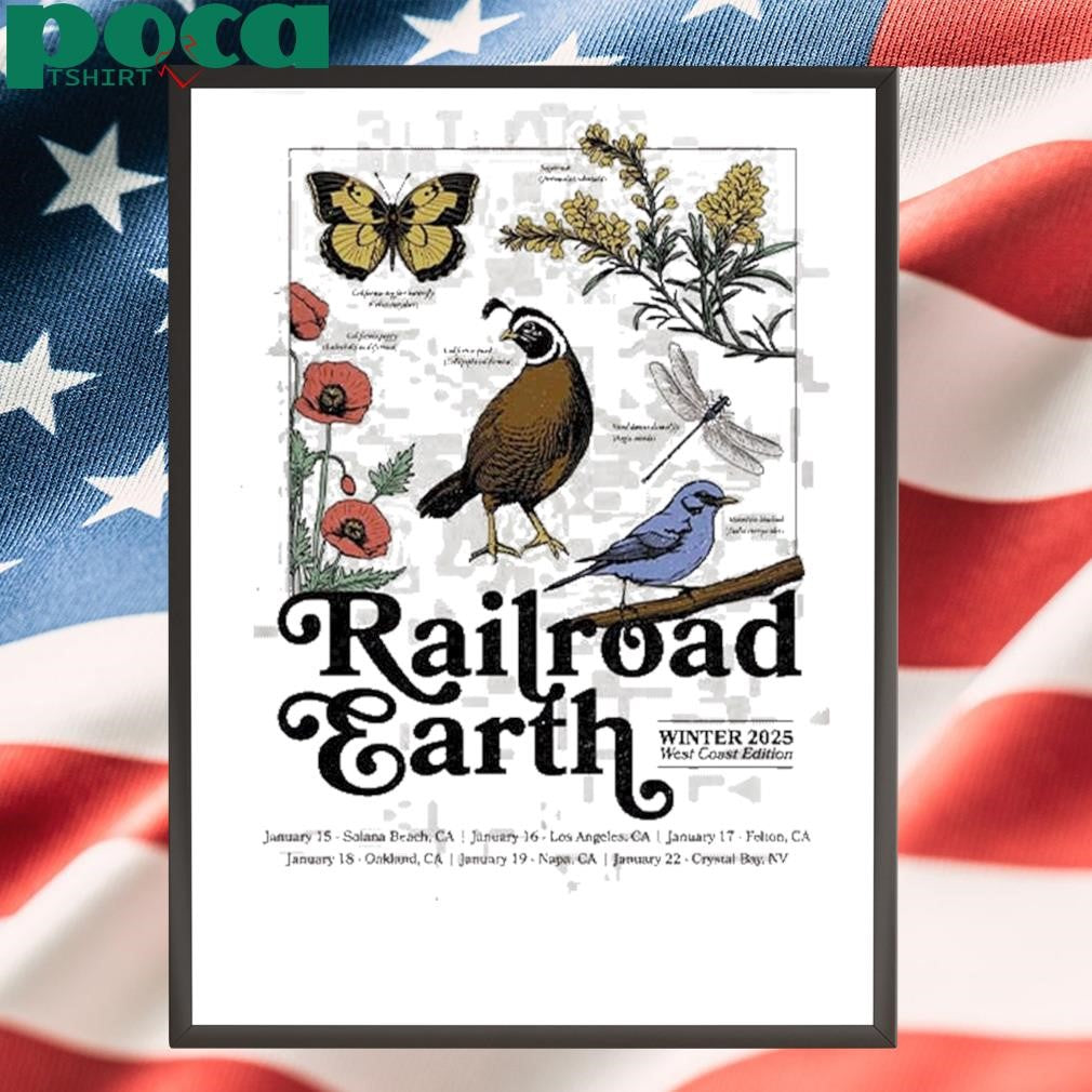 Railroad Earth Winter 2025 West Coast Edition Tour Poster Schedule Dates List Merch Unisex T-Shirt