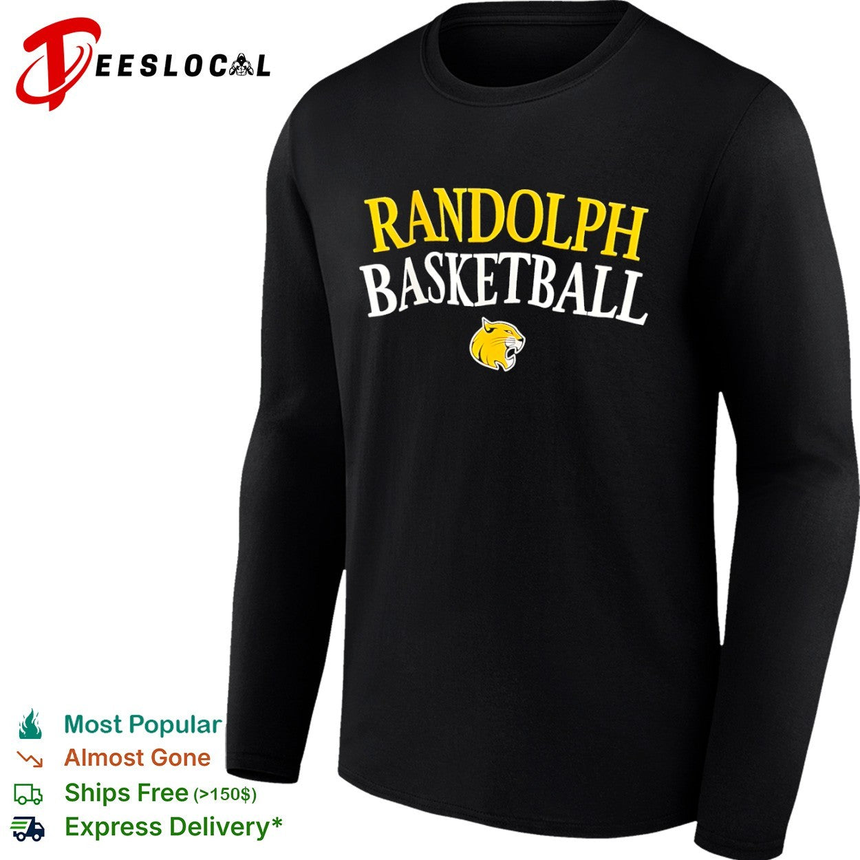 Randolph Wildcat Basketball Mascot Logo shirt