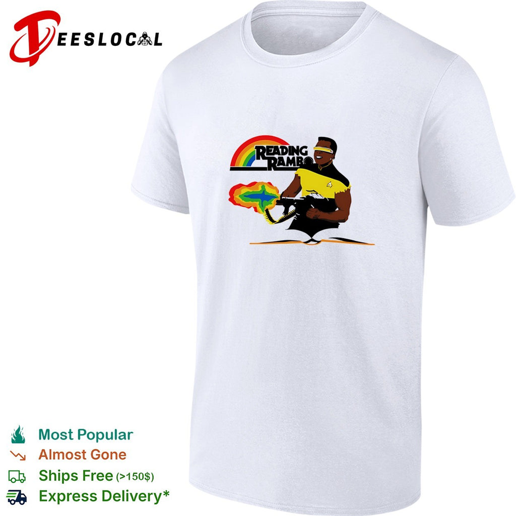 Reading Rambo book rainbow brain blast shirt
