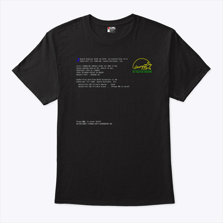 Retro Funny Computer Windows Pentium II CPU Bios Boot Screen Shirt
