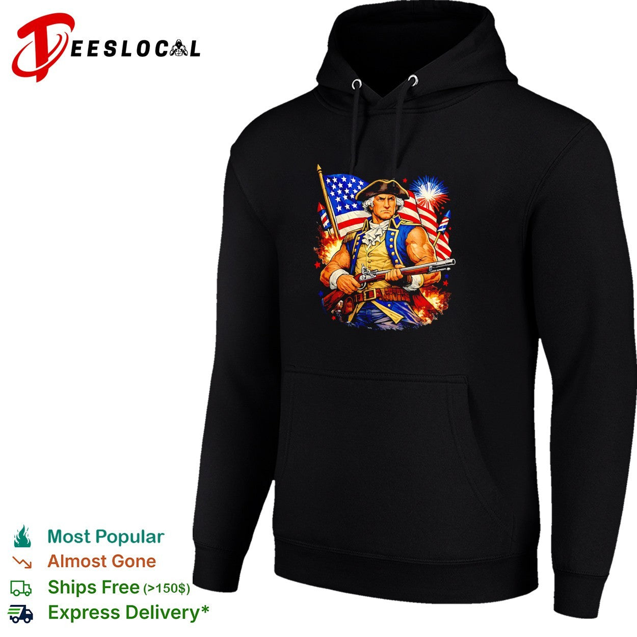 Revolutionary war soldier flag musket shirt