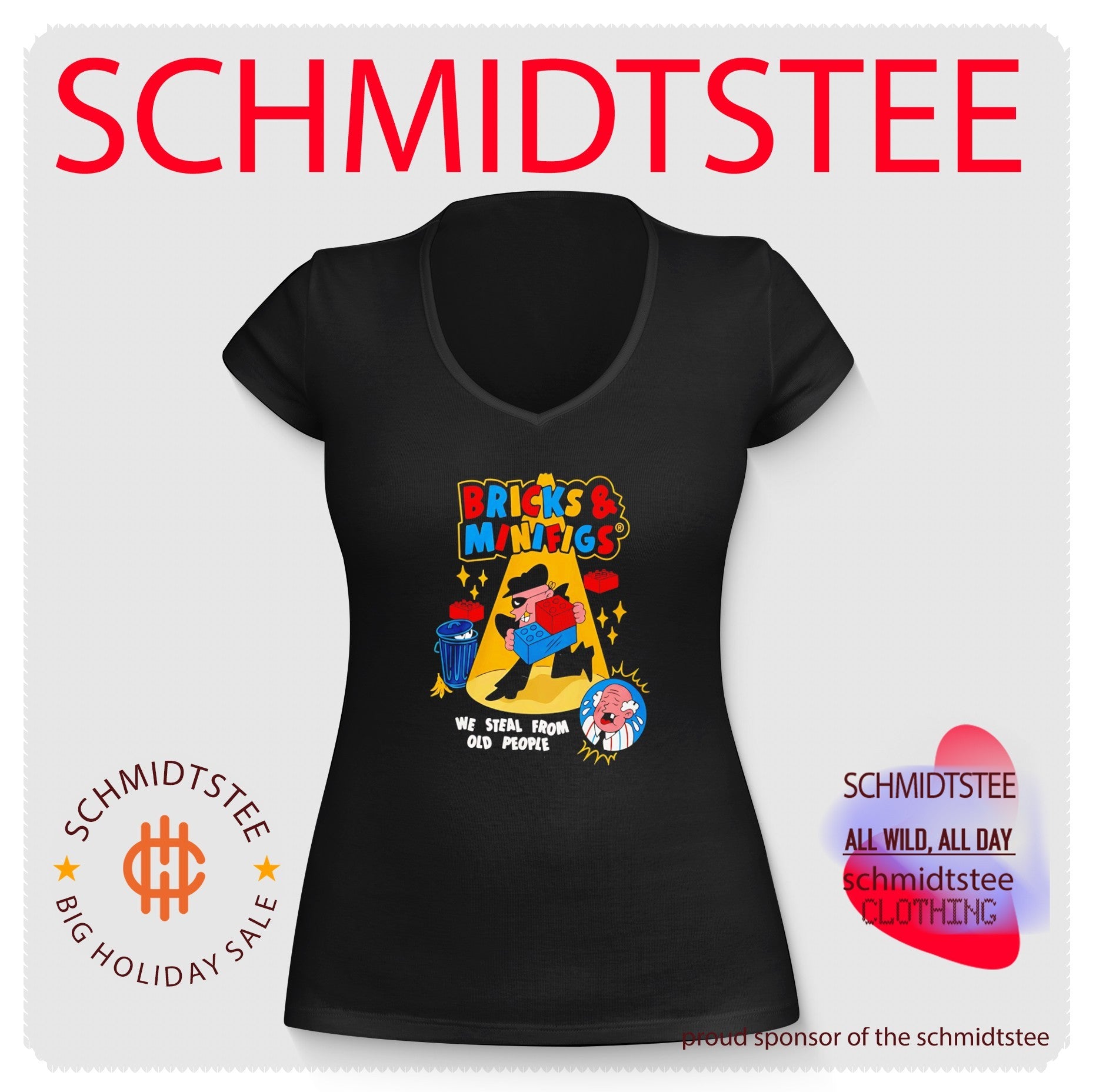 Robber Character We Steal From Old People Spotlight Scene Bricks And Minifigs Shirt