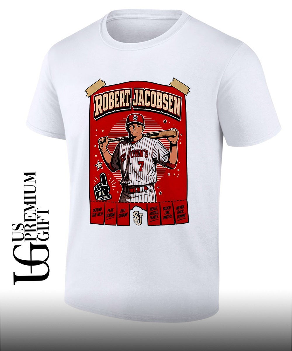 Robert Jacobsen St. Johns University baseball portrait shirt