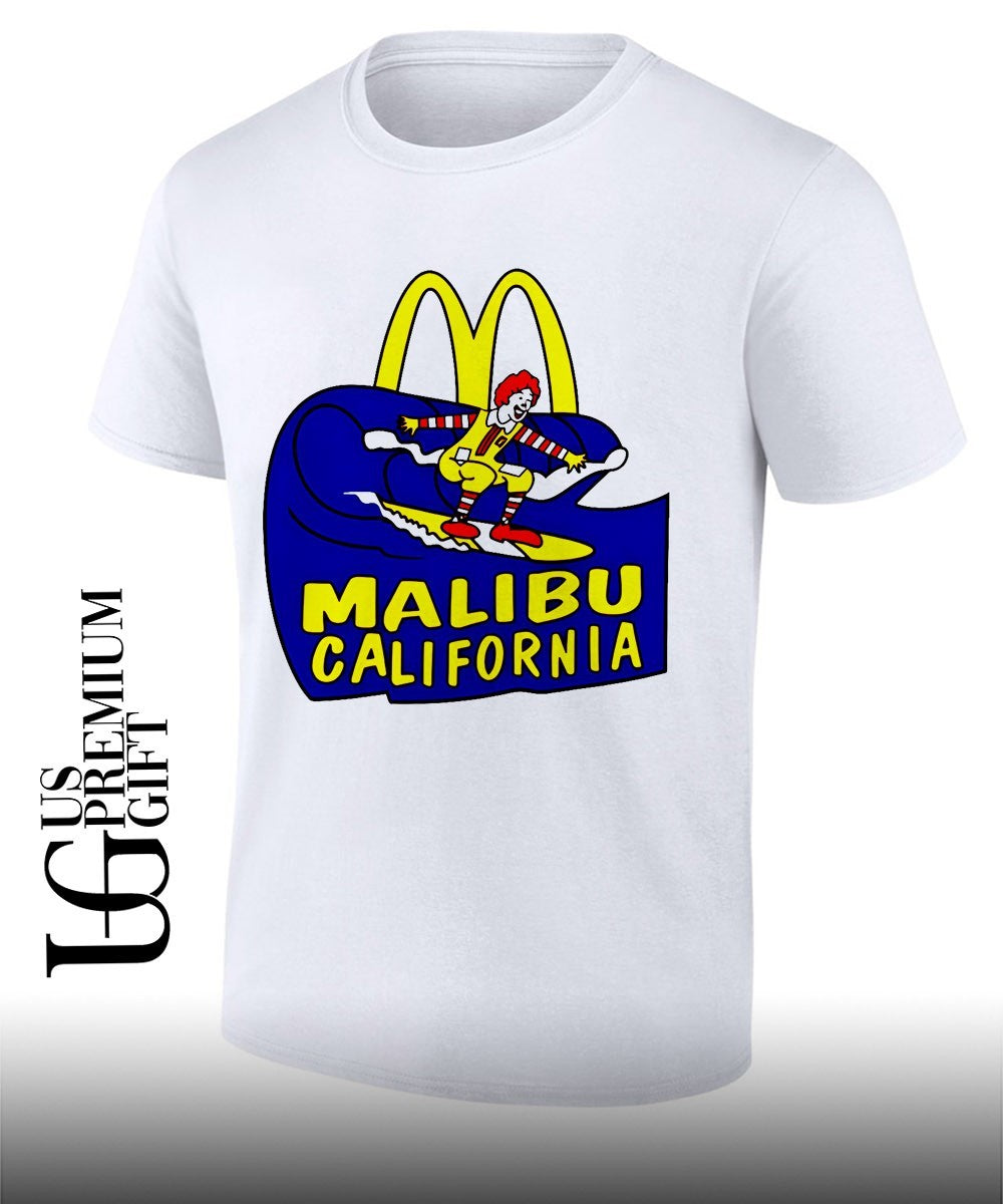 Ronald McDonald surfing McDonald_s Malibu California shirt