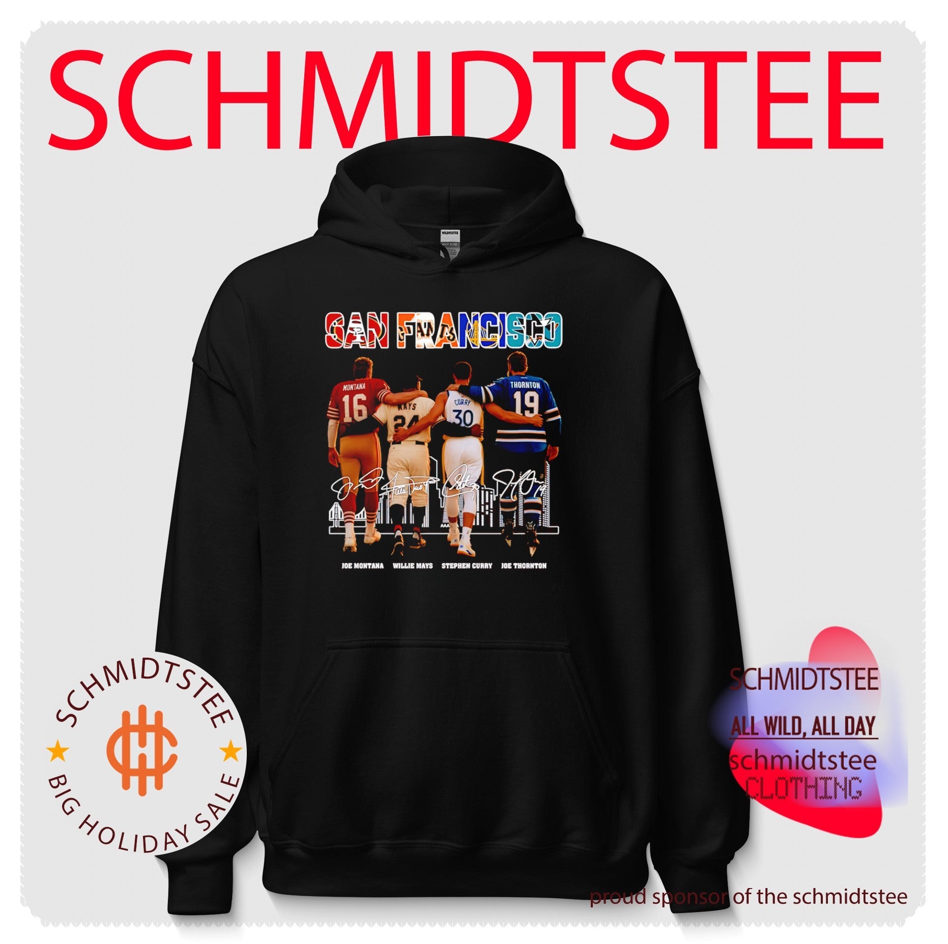 SF Legends Joe Montana Willie Mays Stephen Curry and Joe Thornton shirt
