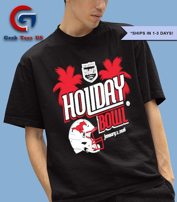 SMU Mustangs Trust & Will Holiday Bowl 2026 helmet T-shirt