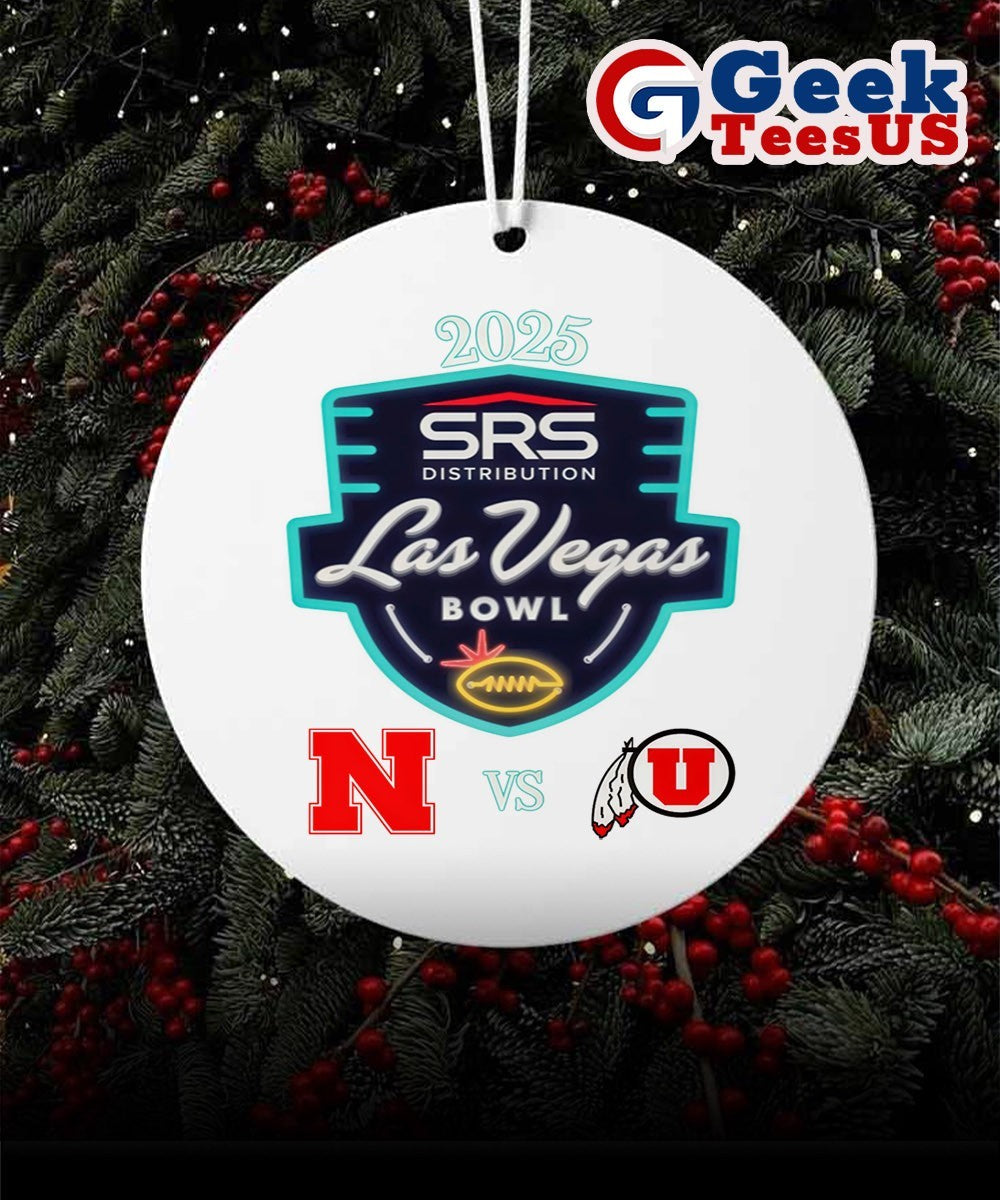 SRS Distribution Las Vegas Bowl 2025 Utah Utes vs Nebraska Cornhuskers logo Ornament