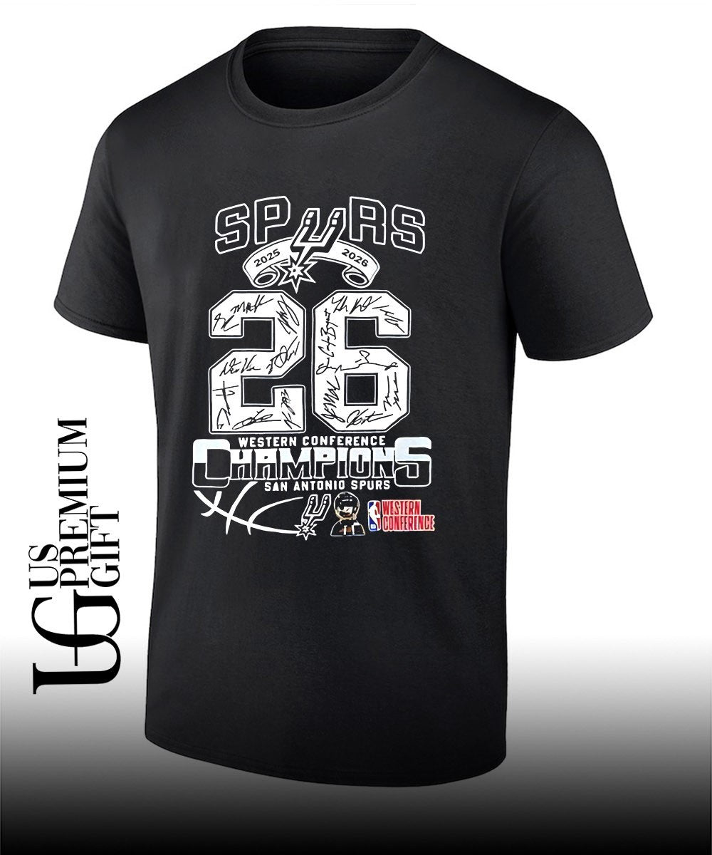 San Antonio Spurs 2025-2026 Western Conference Champions signature shirt