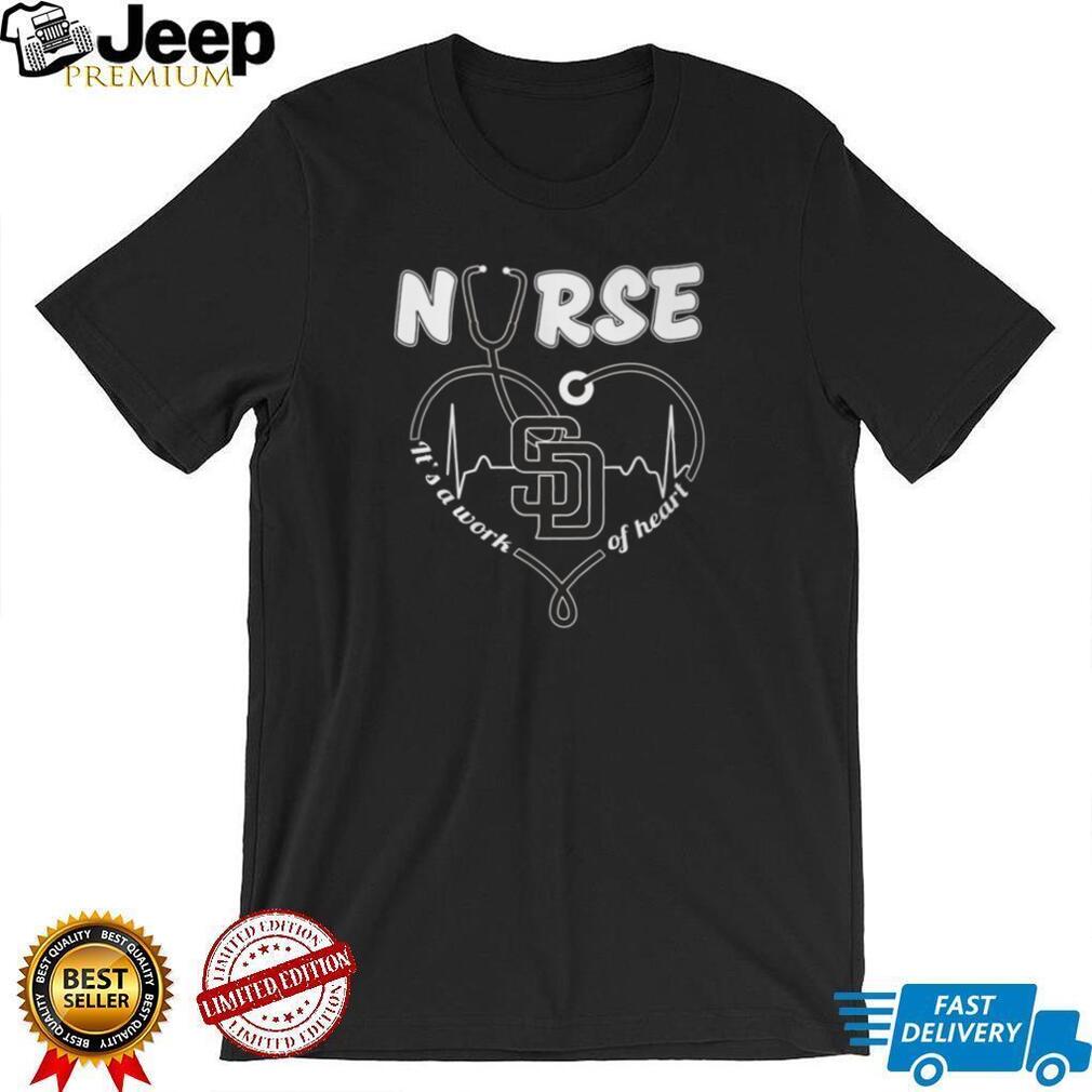 San Diego Baseball Fan Nurse Stethoscope Heart Beat San Diego Padres T Shirt