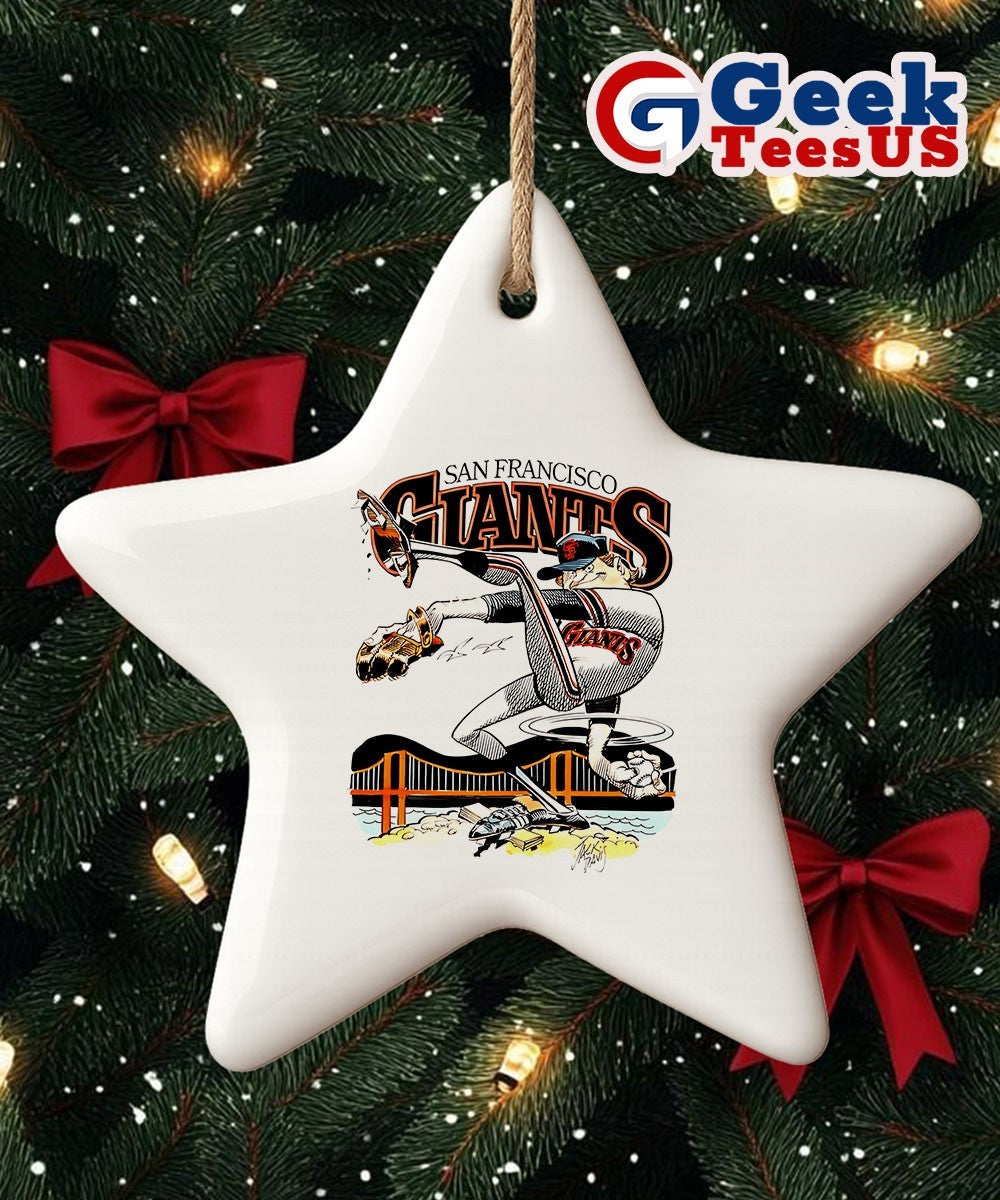 San Francisco Giants baseball pitcher cartoon Ornament