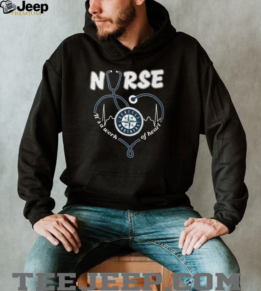 Seattle Mariners Baseball Nurse Heart Stethoscope Healthcare Worker Navy Teal T Shirt