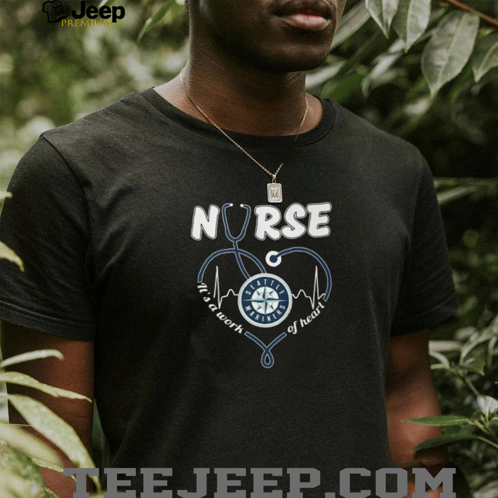 Seattle Mariners Baseball Nurse Heart Stethoscope Healthcare Worker Navy Teal T Shirt