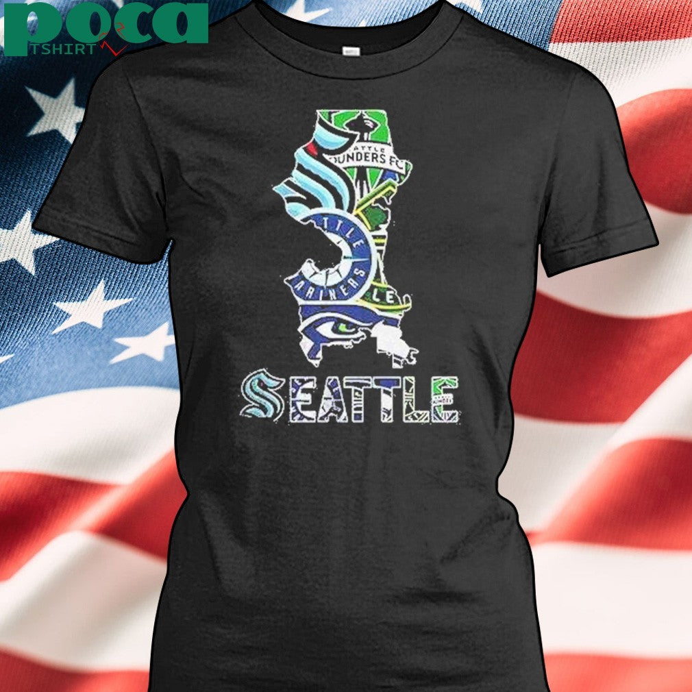 Seattle Sports Team Map Logo Shirt