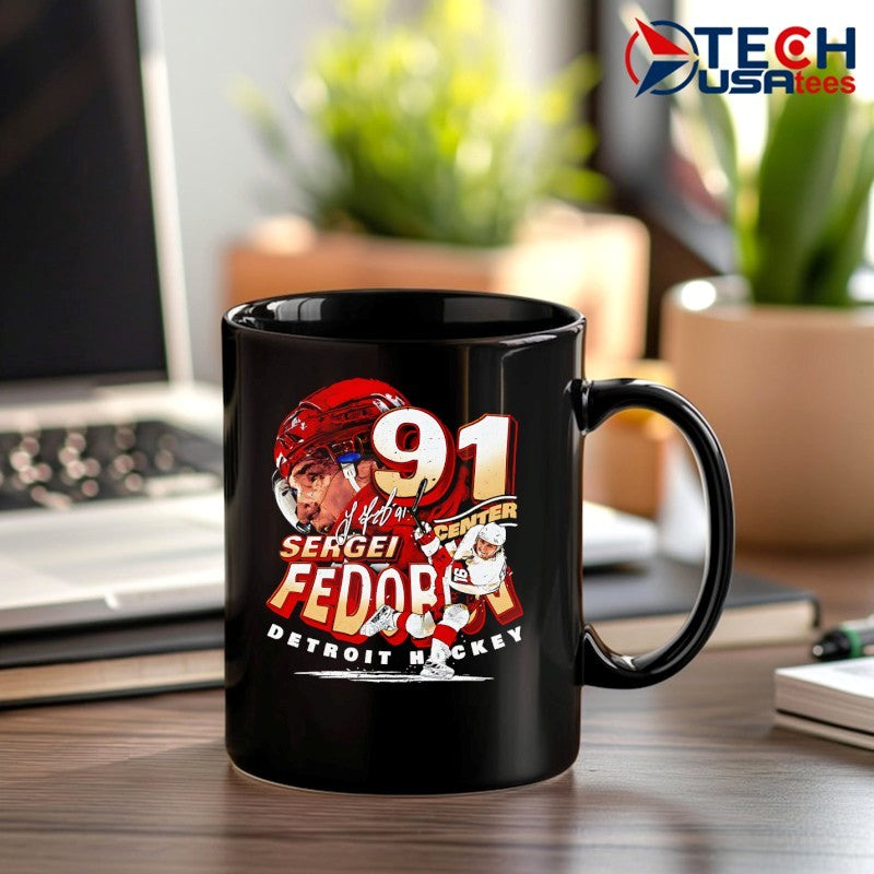 Sergei Fedorov #91 Detroit Red Wings Hockey player name shirt