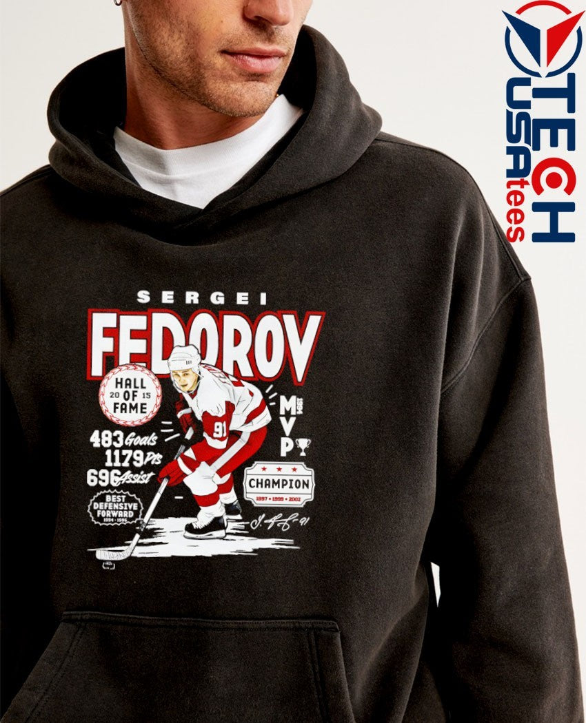 Sergei Fedorov Detroit Red Wings Hockey stats vintage shirt
