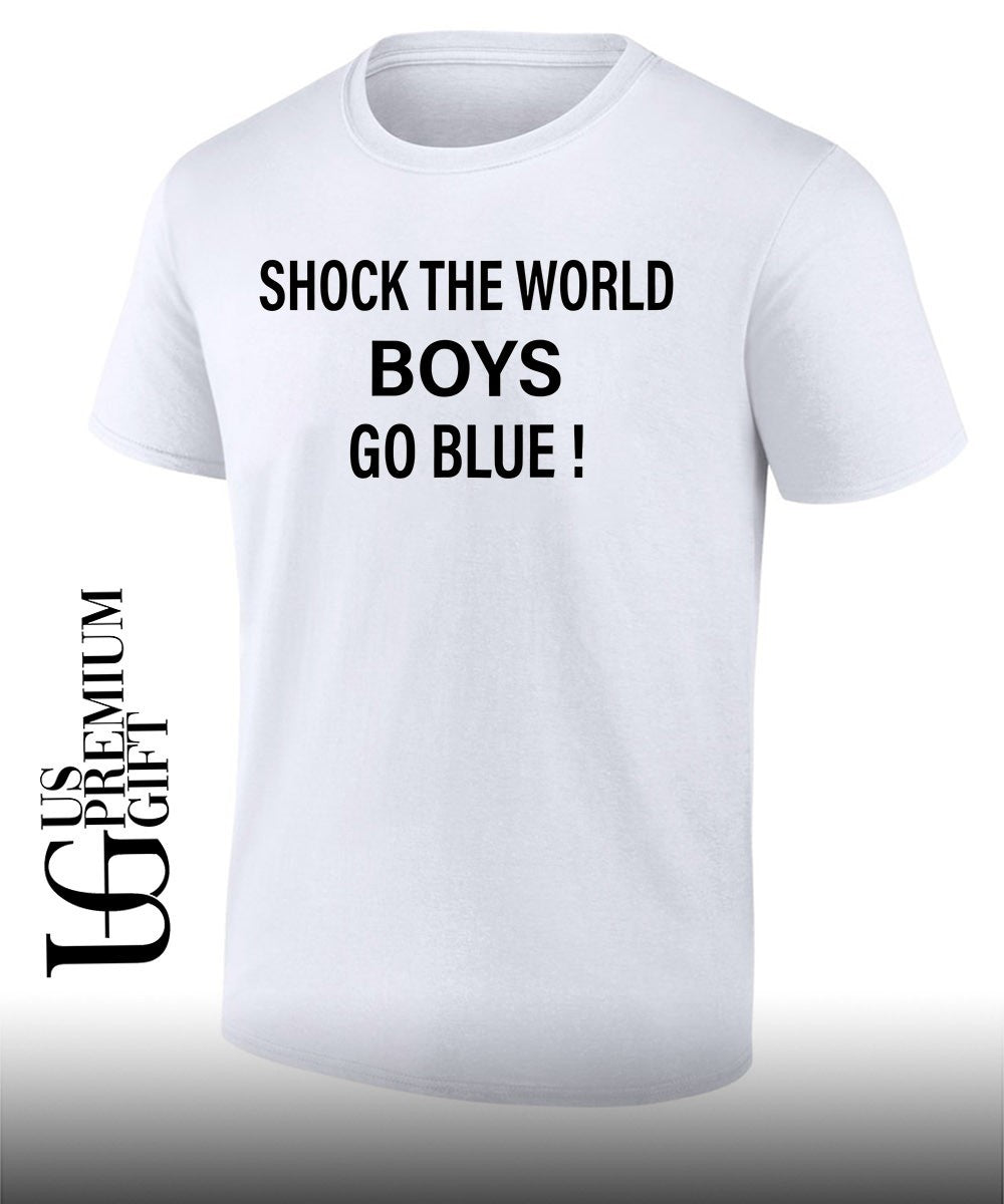 Shock the world boys go blue shirt