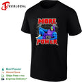 Skeleton musclar wearing purple hoodie more power gym bro shirt