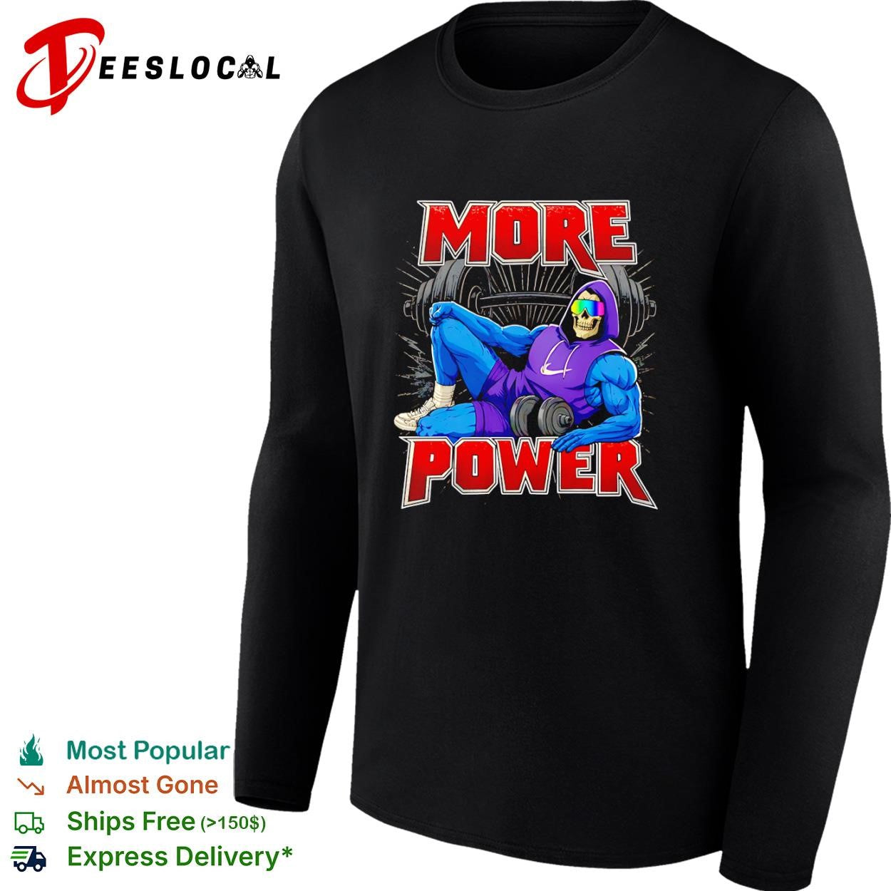 Skeletor as a gym rat more power shirt