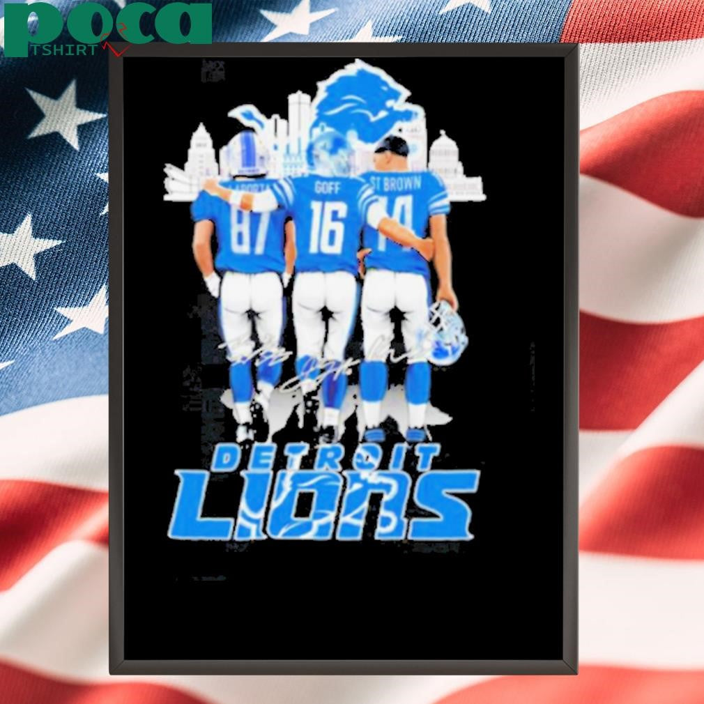 Skyline Detroit Lions Sam LaPorta Jared Goff and Amon Ra St. Brown Signatures shirt