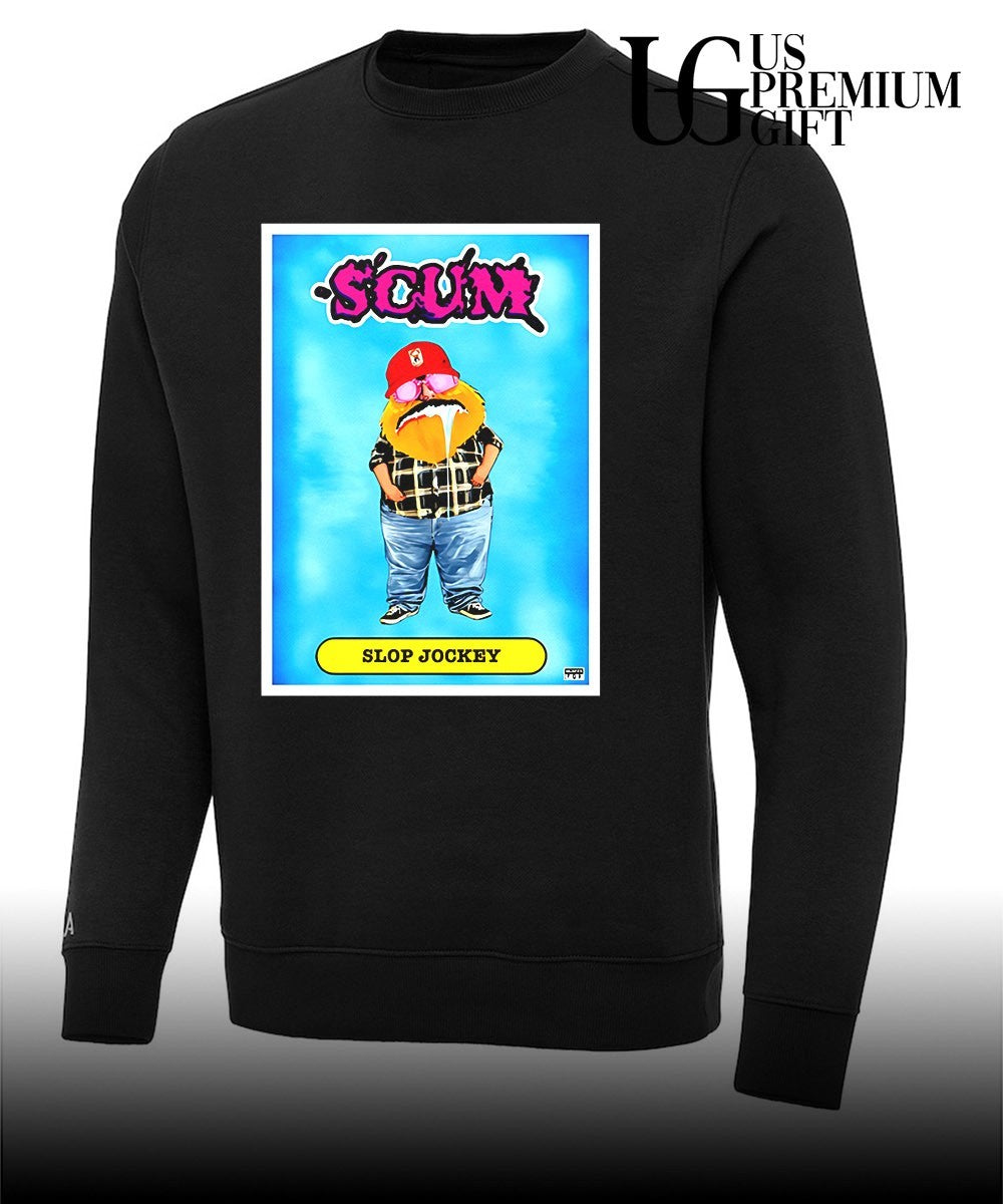Slop Jockey Scum Gritty parody mascot trading card art shirt