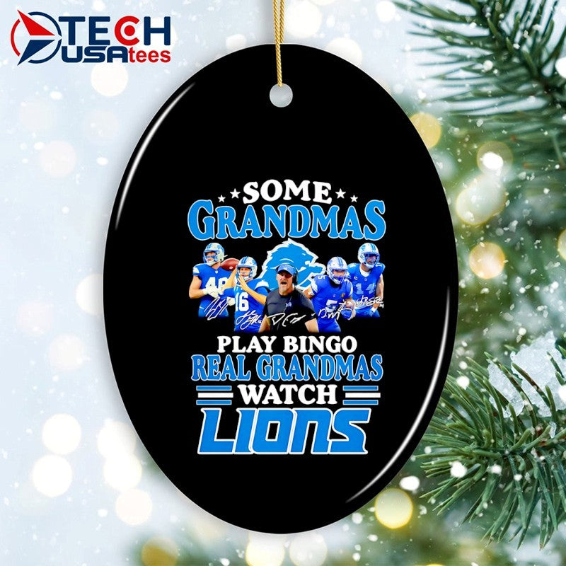 Some grandmas play bingo real grandmas watch Detroit Lions signatures shirt