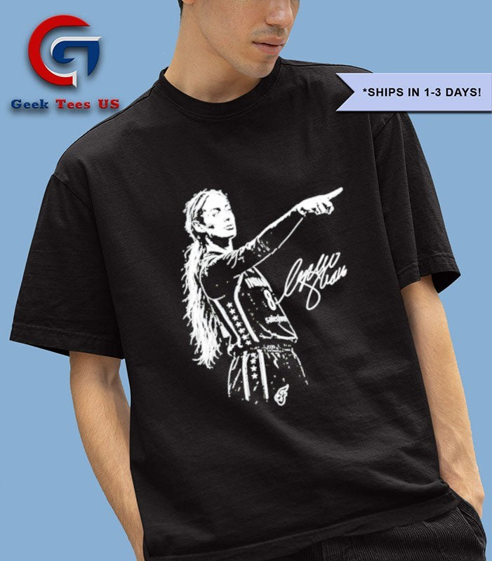 Sophie Cunningham Indiana Fever pointing sketch signature shirt