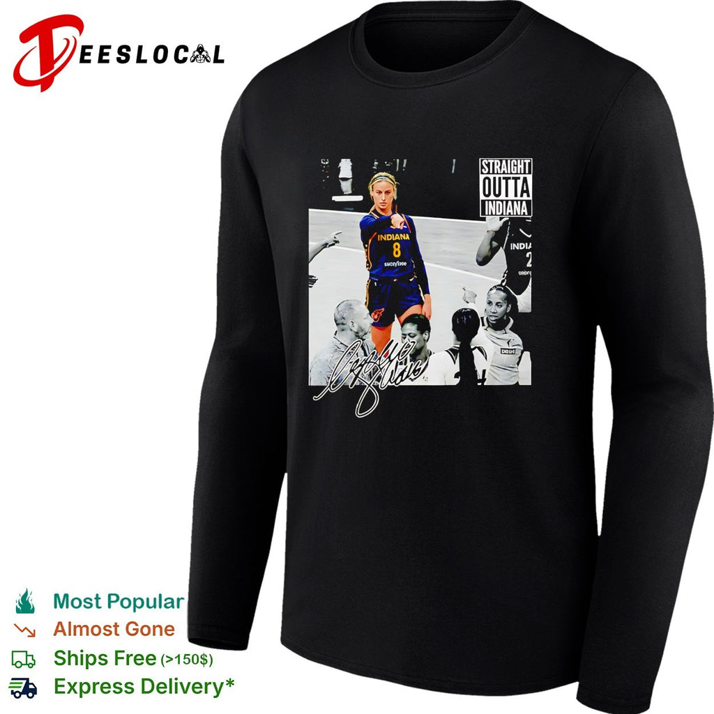 Sophie Cunningham Indiana Fever pointing straight outta Indiana meme shirt