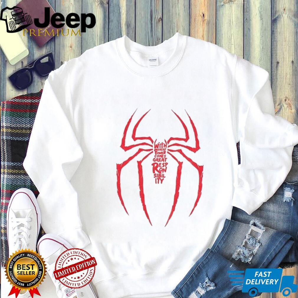 Spiderman Great Responsibility Superhero Quote shirt