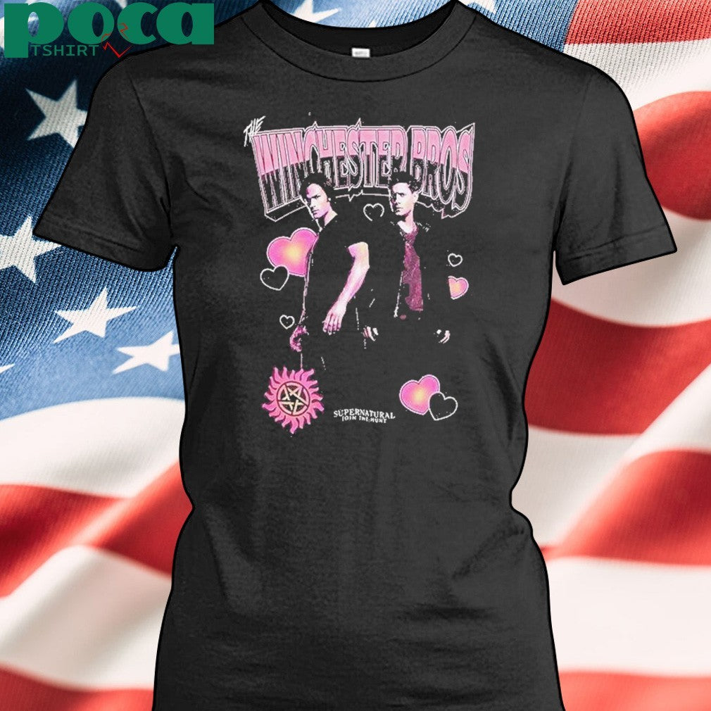 Supernatural Winchester Bros Portrait Hearts Shirt
