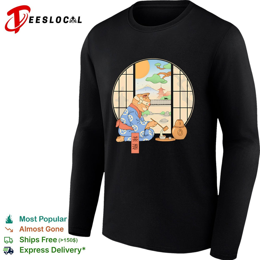 Tea Cat Ceremony a ukiyo-e style shirt