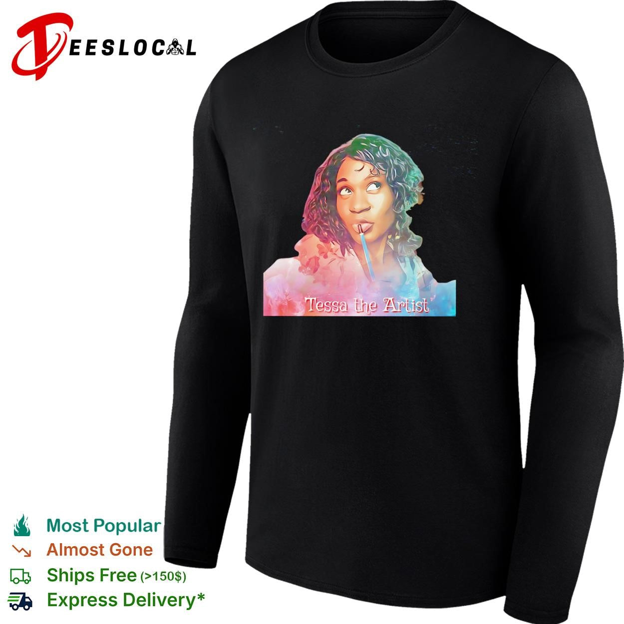 Tessa the Artist girl painting stylized portrait shirt