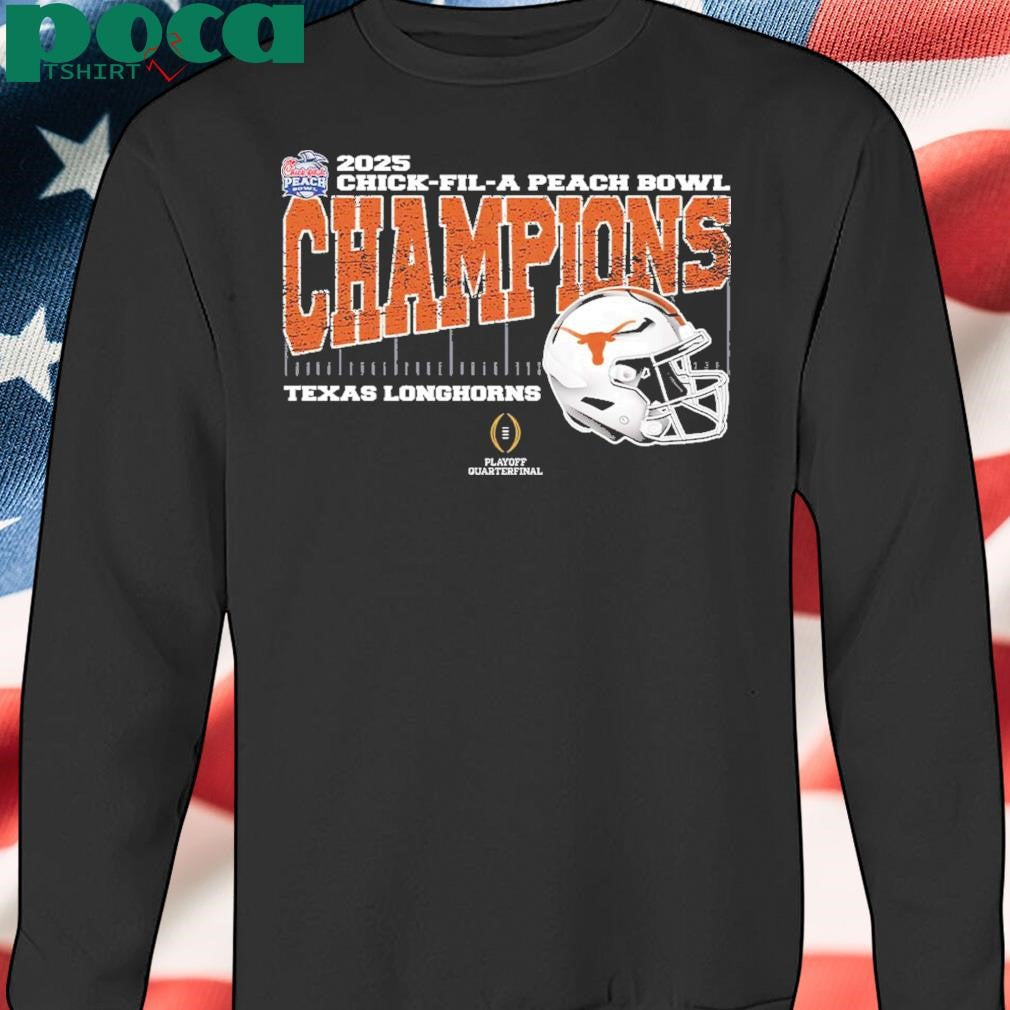 Texas Longhorns 2025 Chick fil A Peach Bowl Champions College Football Playoff Quarterfinal Vintage Style With Helmet shirt