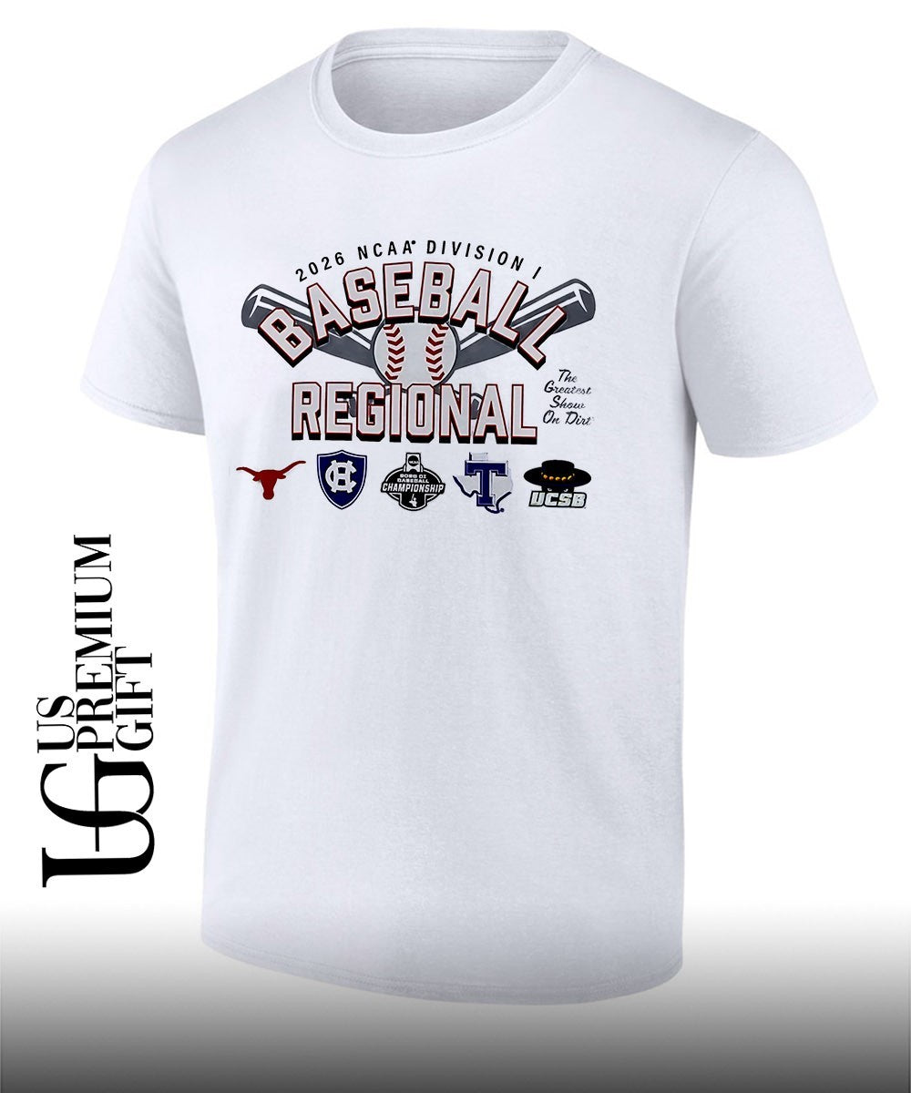 Texas Longhorns and Holy Cross Crusaders and Texas Tech Red Raiders and UCSB 2026 NCAA Division I Baseball Regional Championship shirt