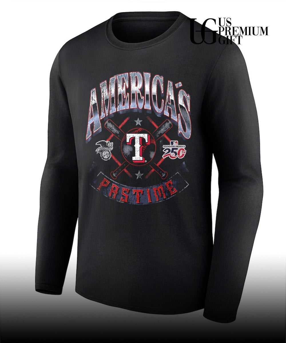 Texas Rangers baseball Americana 250th Pastime celebrating logo shirt