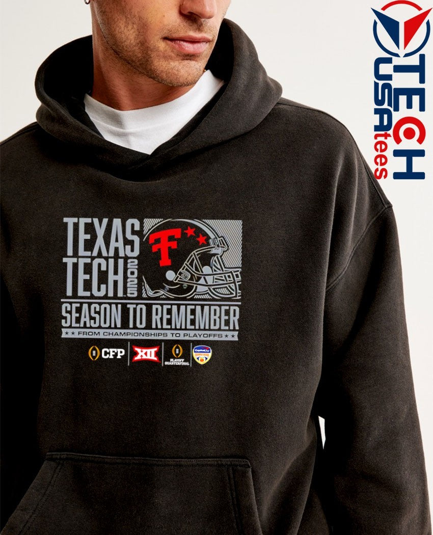 Texas Tech Red Raiders Football 2025 CFP Season To Remember helmet shirt