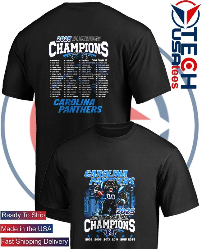 The Carolina Panthers 2025 NFC North Division Champions skyline mascot shirt