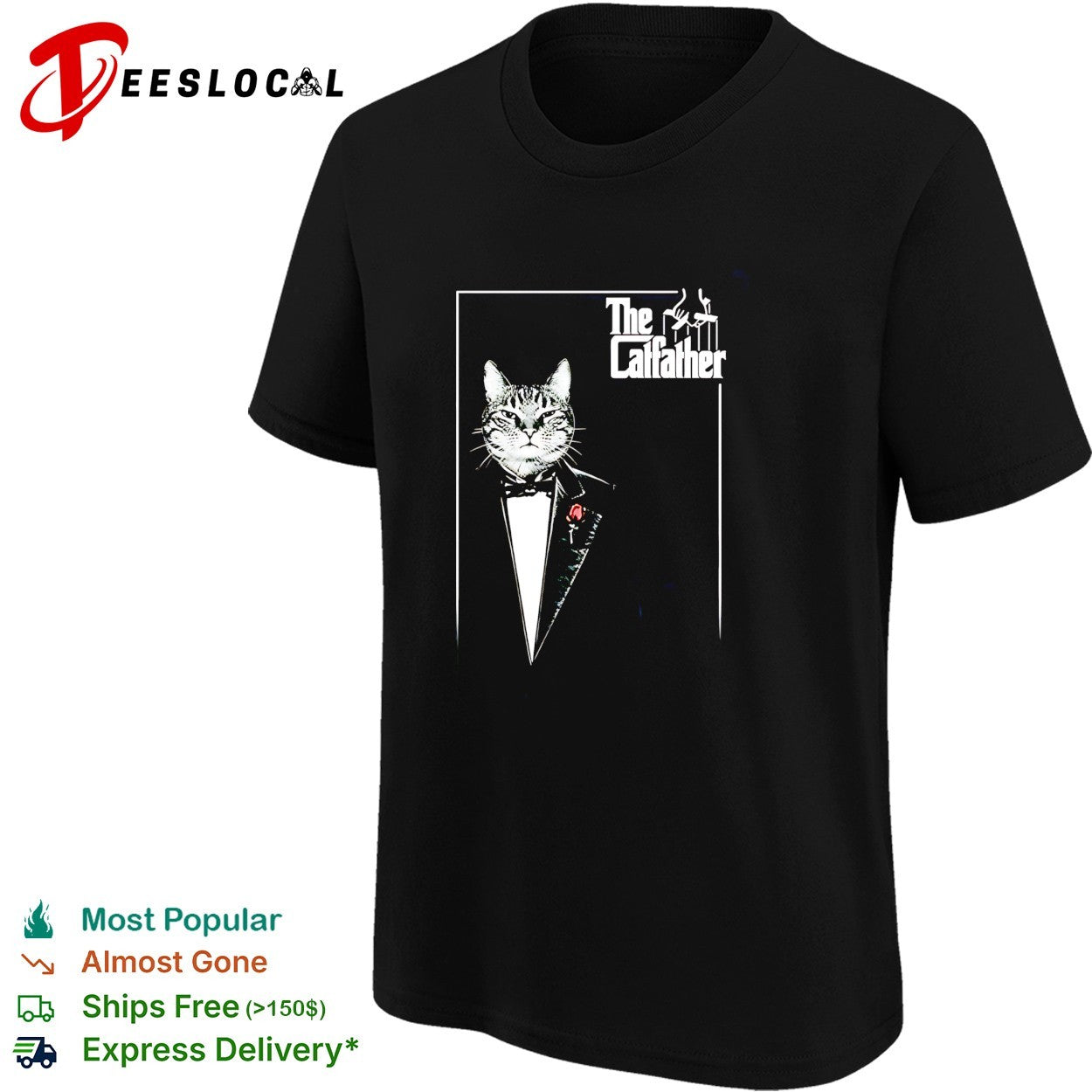 The Catfather cat wearing suit funny shirt