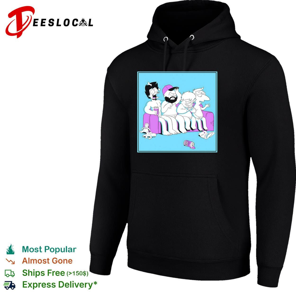 The Simpsons cartoon characters couch shirt