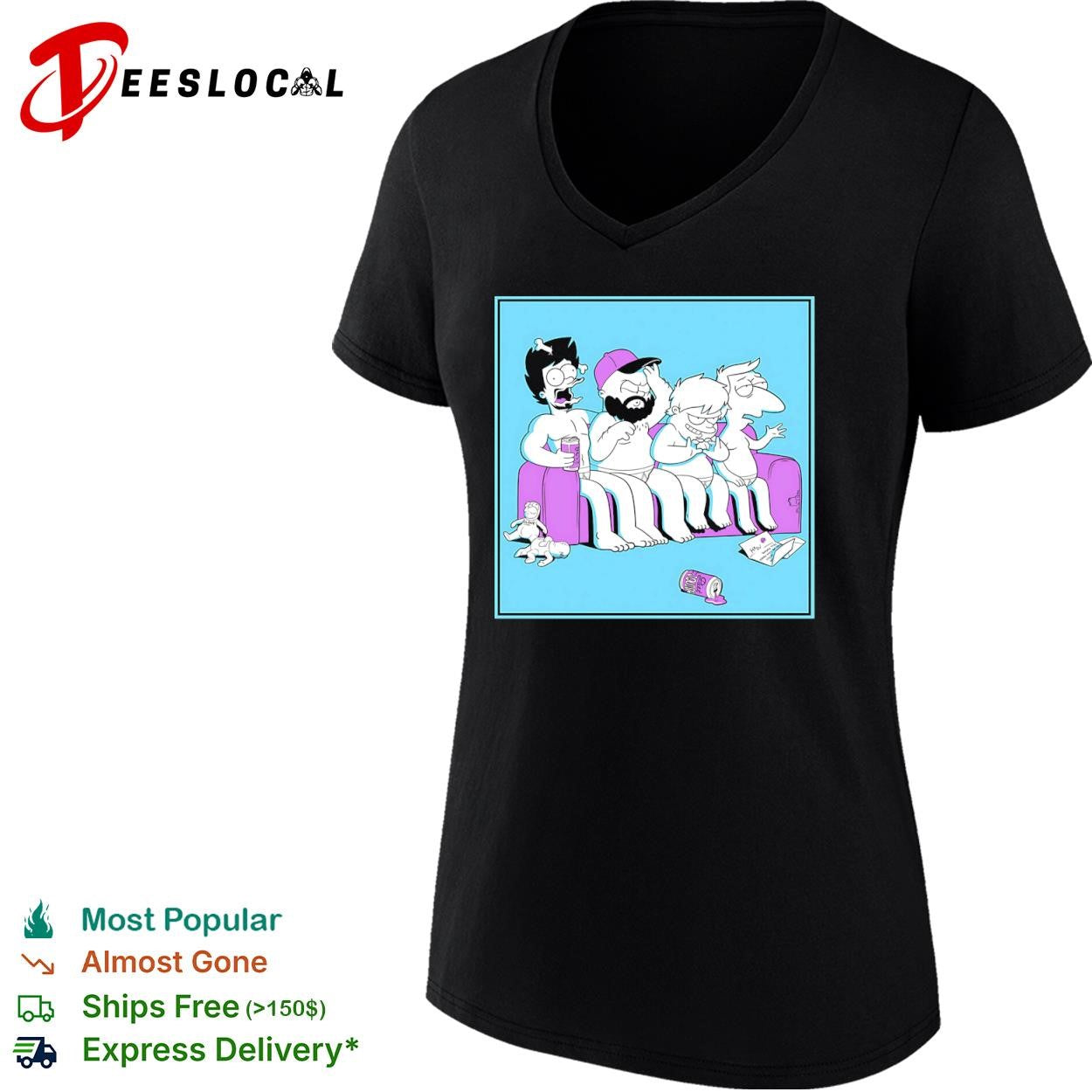 The Simpsons cartoon characters couch shirt